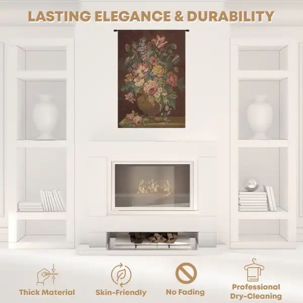 Vase With Flowers Brown Italian Tapestry - 18 in. x 26 in. Cotton by Alessia Cara | Quality