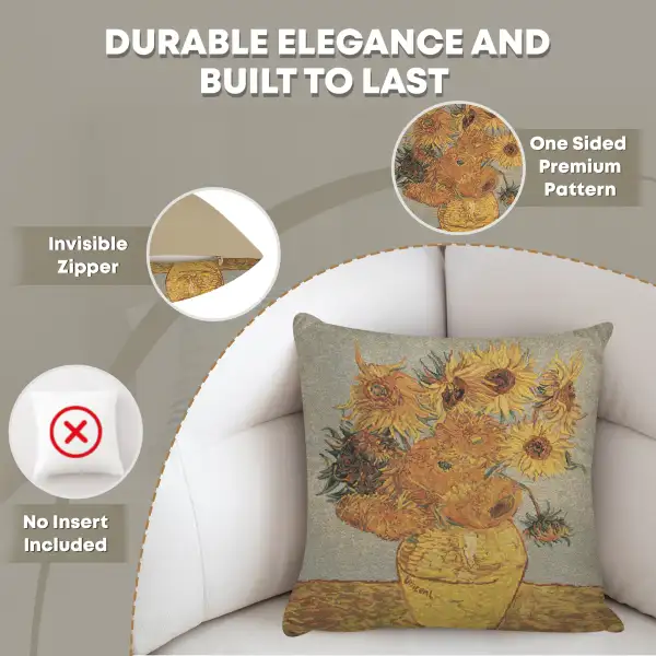 C Charlotte Home Furnishings Inc Van Gogh's Sunflower III European Cushion Cover - 18 in. x 18 in. Cotton/Polyester/Viscose by Vincent Van Gogh | Quality