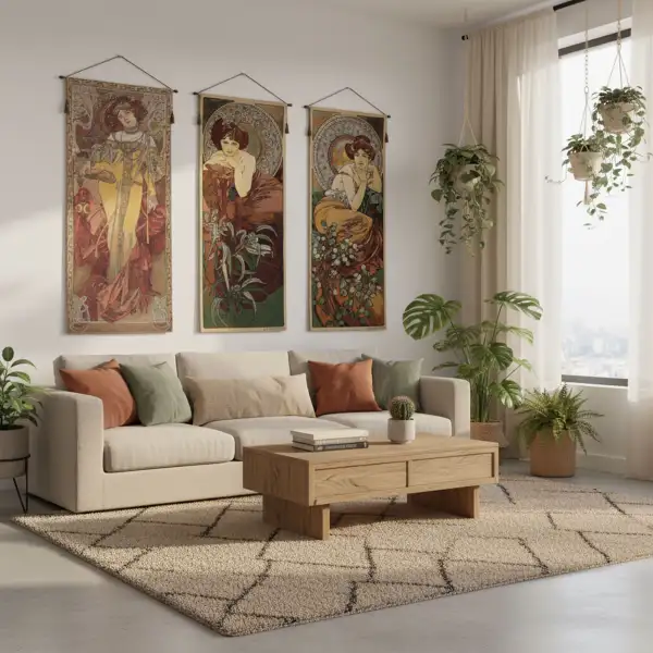 Mucha Autumn Belgian Wall Tapestry | Life Style 2