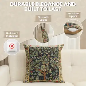 Charlotte Home Furnishings Throw Pillow Covers Decorative Boho Pillow Covers for Couch Living Room Blue Tree Square Pillow Cases 18x18 European Cotton Jacquard Woven for Cozy Bedroom Decor