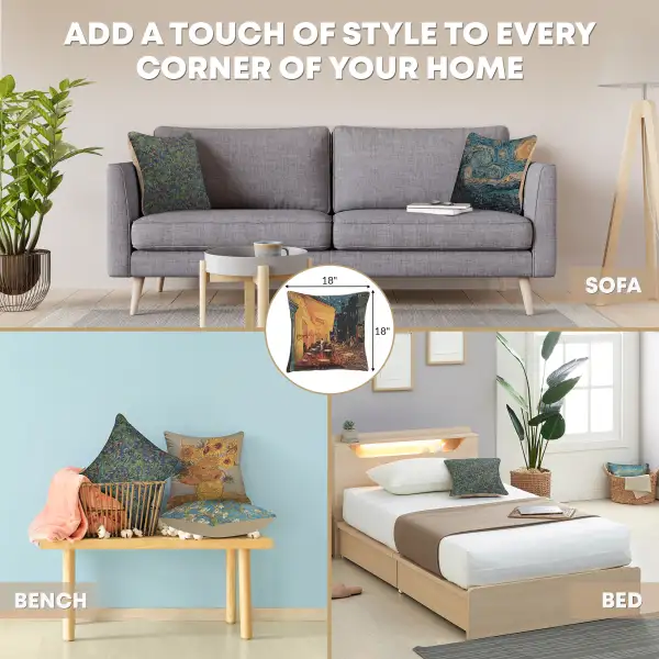 Cafe Terrace at Night Belgian Sofa Pillow Cover | Application