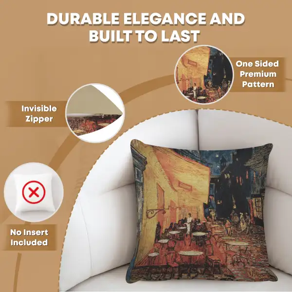 Cafe Terrace at Night Belgian Sofa Pillow Cover | Feature