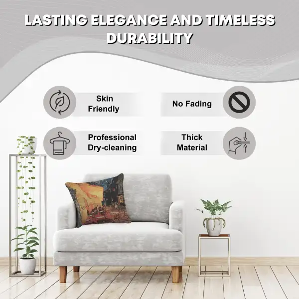 Cafe Terrace at Night Belgian Sofa Pillow Cover | Quality