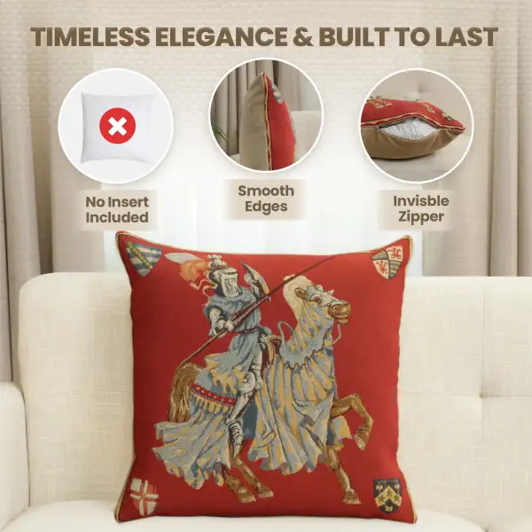 Blue Knight Belgian Cushion Cover - 18 in. x 18 in. Cotton by Charlotte Home Furnishings Inc | Feature