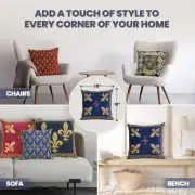 Fleur de Lys Blue III Belgian Sofa Pillow Cover | Application