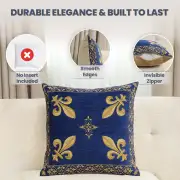 Fleur de Lys Blue III Belgian Sofa Pillow Cover | Feature