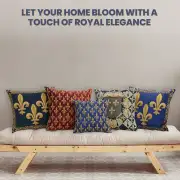 Fleur De Lys Blue III Belgian Cushion Cover - 18 in. x 18 in. SoftCottonChenille by Charlotte Home Furnishings Inc | Orientation