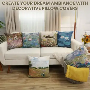 C Charlotte Home Furnishings Inc Monet's Iris Garden European Cushion Cover - 18 in. x 18 in. by Claude Monet