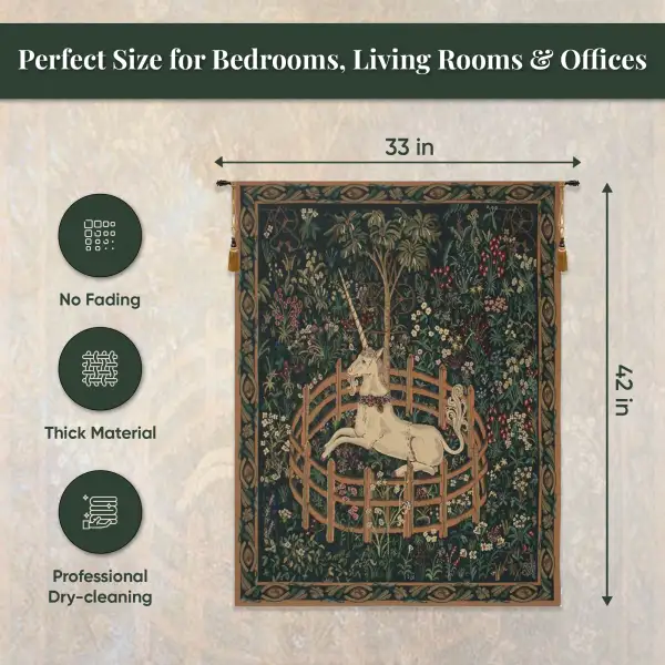 Unicorn In Captivity II (With Border) Belgian Wall Tapestry | Life Style 2