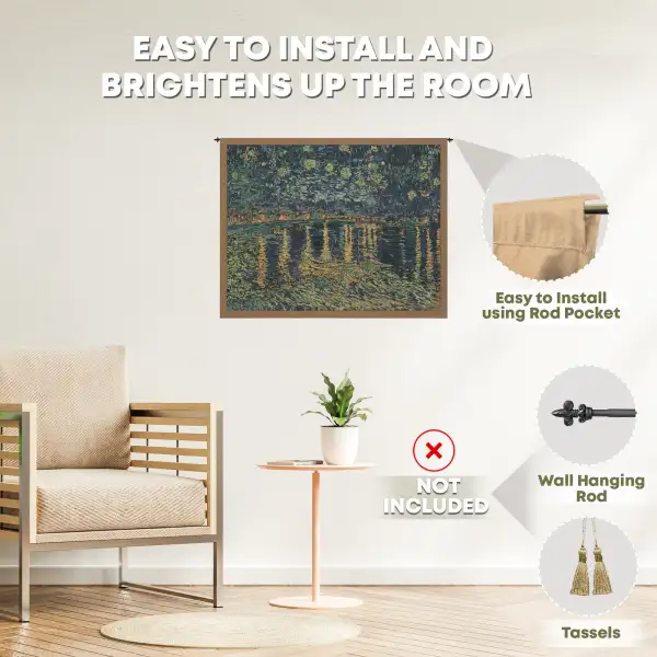 Van Gogh's Starry Night Over the Rhone Belgian Wall Tapestry | Family