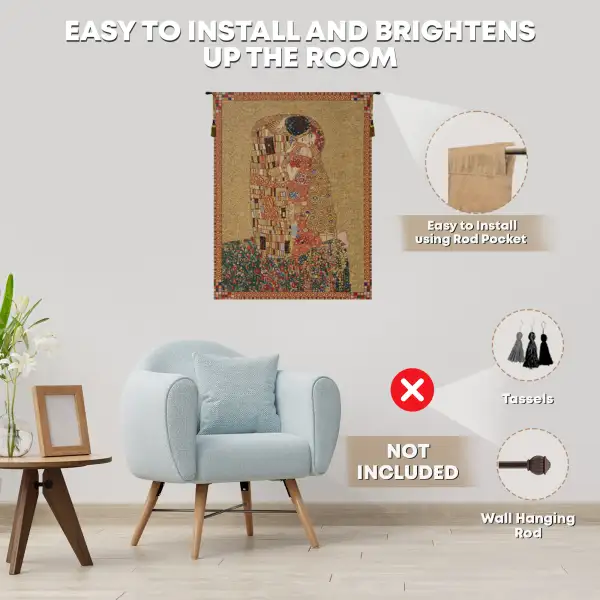 Klimt's Kiss Belgian Wall Tapestry | Family