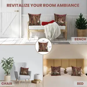 Hearing II Belgian Woven Cushion Cover Tapestry Cushion Cover - 16 x 16" Hand Finished Pillow for Living Room - Decorative Throw Accent Pillow Cover for Sofa & Couch - Cushion Cover for Indoor Use