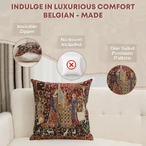 Hearing II Belgian Woven Cushion Cover Tapestry Cushion Cover - 16 x 16" Hand Finished Pillow for Living Room - Decorative Throw Accent Pillow Cover for Sofa & Couch - Cushion Cover for Indoor Use