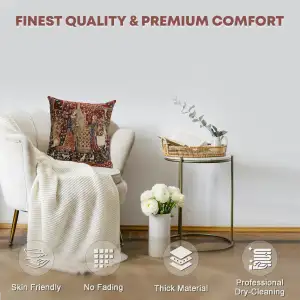 Hearing II Belgian Woven Cushion Cover Tapestry Cushion Cover - 16 x 16" Hand Finished Pillow for Living Room - Decorative Throw Accent Pillow Cover for Sofa & Couch - Cushion Cover for Indoor Use