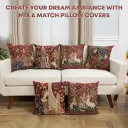 Hearing III Belgian Woven Cushion Cover Tapestry Cushion Cover - 16 x 16" Hand Finished Pillow for Living Room - Decorative Throw Accent Pillow Cover for Sofa & Couch - Cushion Cover for Indoor Use | Orientation