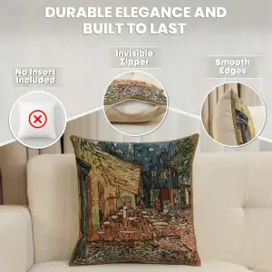 C Charlotte Home Furnishings Inc Van Gogh's Terrace European Cushion Cover | Decorative Cushion Case with Cotton Polyester & Viscose | 16x16 Inch Cushion Cover for Living Room | by Vincent Van Gogh