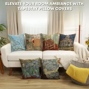 The Chair Belgian Woven Cushion Cover - 16 x 16" Hand Finished Square Pillow for Living Room - Tapestry Cushion for Indoors - Vincent Van Gogh Accent Pillow Cover - Bedroom Decorative Pillow Covers