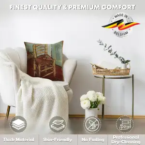 The Chair Belgian Woven Cushion Cover - 16 x 16" Hand Finished Square Pillow for Living Room - Tapestry Cushion for Indoors - Vincent Van Gogh Accent Pillow Cover - Bedroom Decorative Pillow Covers