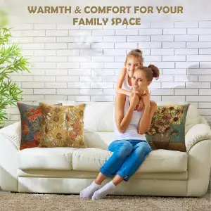 Stary Night Belgian Woven Cushion Cover - 16 x 16" Hand Finished Square Pillow for Living Room - Vincent Van Gogh Throw Accent Pillow Cover for Sofa Bed Couch - Cushion Cover for Indoor Use