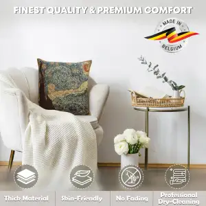 Stary Night Belgian Woven Cushion Cover - 16 x 16" Hand Finished Square Pillow for Living Room - Vincent Van Gogh Throw Accent Pillow Cover for Sofa Bed Couch - Cushion Cover for Indoor Use