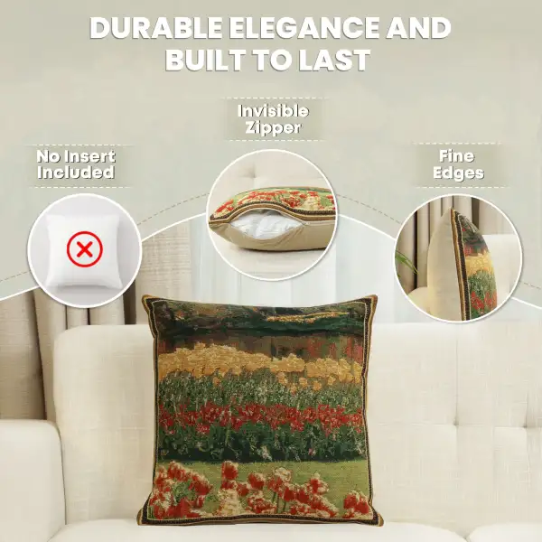 Keukenhof Gardens V Belgian Cushion Cover - 16 in. x 16 in. Cotton/Viscose/Polyester by Charlotte Home Furnishings Inc | Feature