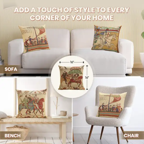 Bayeux Mont St. Michel I Belgian Cushion Cover - 16 in. x 16 in. Cotton/Viscose/Polyester by Charlotte Home Furnishings Inc | Application