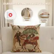 Bayeux Mont St. Michel I Belgian Cushion Cover - 16 in. x 16 in. Cotton/Viscose/Polyester by Charlotte Home Furnishings Inc | Feature