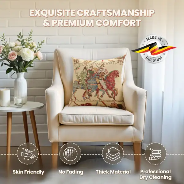 Bayeux Mont St. Michel II Belgian Cushion Cover - 16 in. x 16 in. Cotton/Viscose/Polyester by Charlotte Home Furnishings Inc | Quality