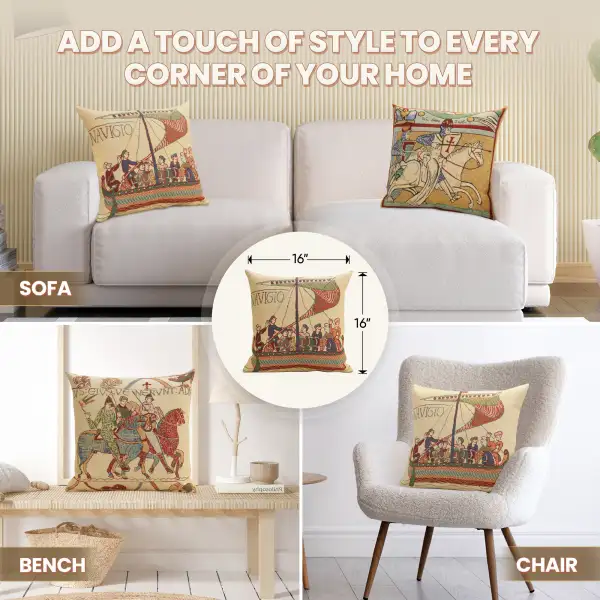 Bayeux Navigo Belgian Cushion Cover - 16 in. x 16 in. Cotton/Viscose/Polyester by Charlotte Home Furnishings Inc | Application