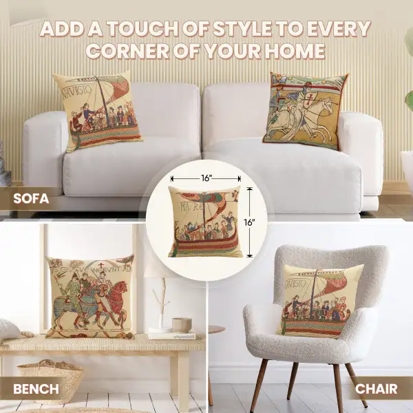 Bayeux Mare Belgian Cushion Cover - 16 in. x 16 in. Cotton/Viscose/Polyester by Charlotte Home Furnishings Inc | Application