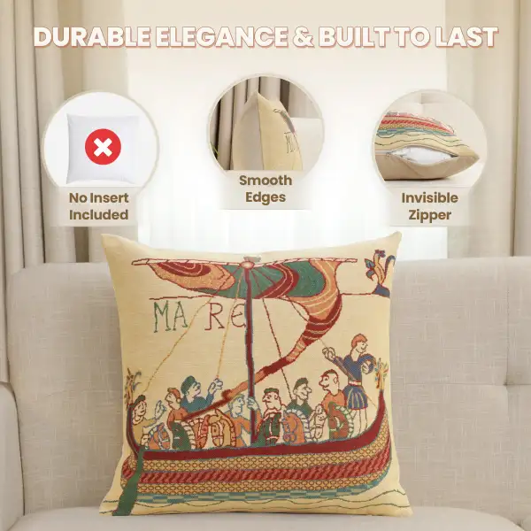 Bayeux Mare Belgian Cushion Cover - 16 in. x 16 in. Cotton/Viscose/Polyester by Charlotte Home Furnishings Inc | Feature