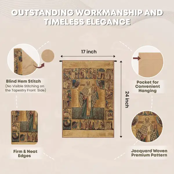 Saint Nicholas with Lurex Italian Tapestry | Feature