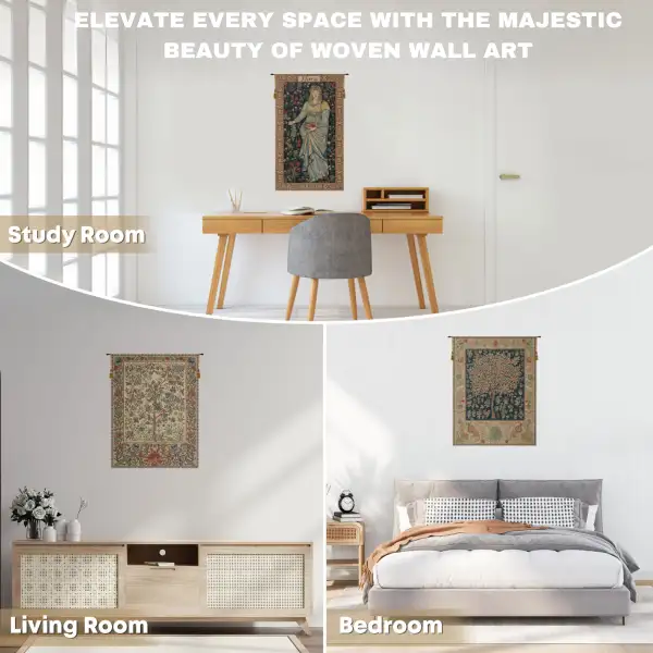 The Tree of Life Beige Belgian Wall Tapestry | Application