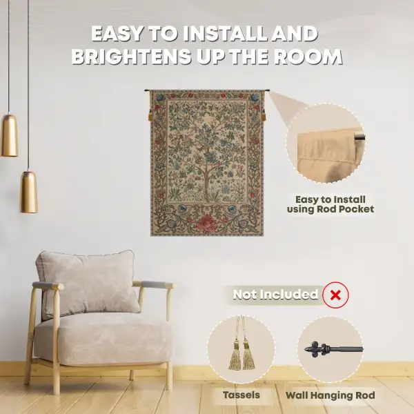 The Tree of Life Beige Belgian Wall Tapestry | Family