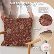 Fleurs de Morris Red Belgian Couch Pillow | Feature