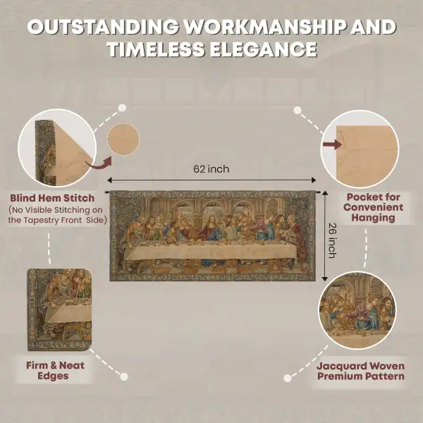 The Last Supper VII Italian Tapestry - 62 in. x 26 in. AViscose/polyesterampacrylic by Leonardo da Vinci | Feature