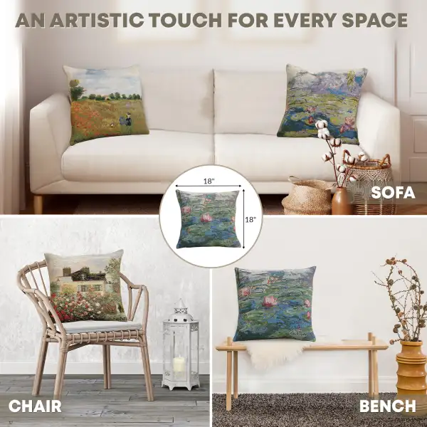 Monet's Water Lilies II Belgian Sofa Pillow Cover | Application