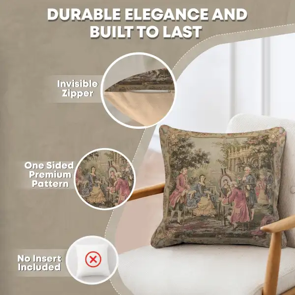 Garden Party Right Panel Belgian Cushion Cover - 18 in. x 18 in. Cotton/Viscose/Polyester by Francois Boucher | Feature