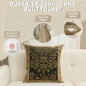 Tree Of Life Beige II Belgian Cushion Cover - 18 in. x 18 in. Cotton/Viscose/Polyester by William Morris