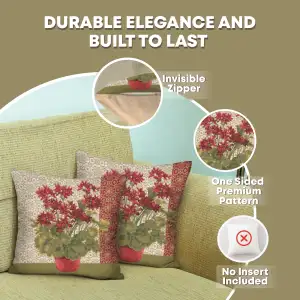Geranium I Red Tapestry Cushion Cover - 19 in. x 19 in. Cotton by Charlotte Home Furnishings Inc