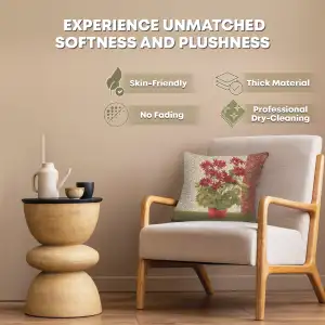 Geranium I Red Tapestry Cushion Cover - 19 in. x 19 in. Cotton by Charlotte Home Furnishings Inc