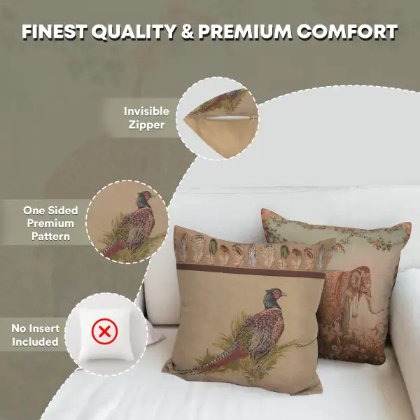 Pheasant Cushion - 19 in. x 19 in. Cotton by Charlotte Home Furnishings | Feature