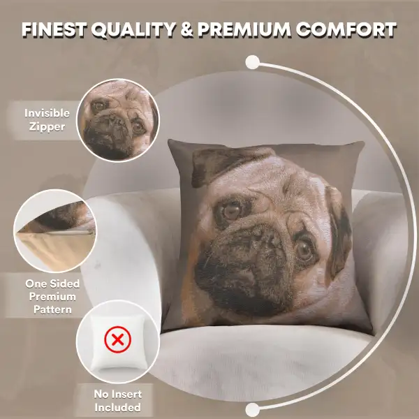 Pugs Face Grey Cushion - 19 in. x 19 in. Cotton by Charlotte Home Furnishings | Feature