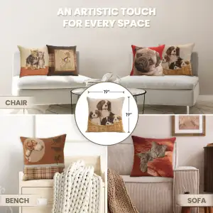 Cavalier King Charles Family Tapestry Cushion Cover - 19 in. x 19 in. Cotton by Charlotte Home Furnishings Inc