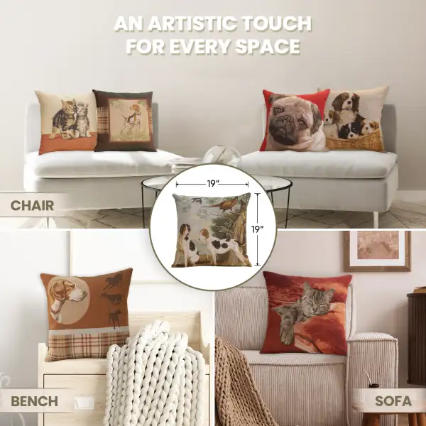 Hunting Dogs Tapestry Cushion Cover - 19 in. x 19 in. Cotton by Charlotte Home Furnishings Inc | Application