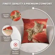 Sleeping Cat Red I Cushion - 19 in. x 19 in. Cotton by Charlotte Home Furnishings | Feature
