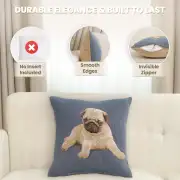 Puppy Pug Blue Tapestry Cushion Cover - 14 in. x 14 in. Cotton by Charlotte Home Furnishings Inc | Feature