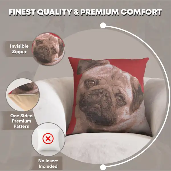 Pugs Face Red  Cushion | Feature