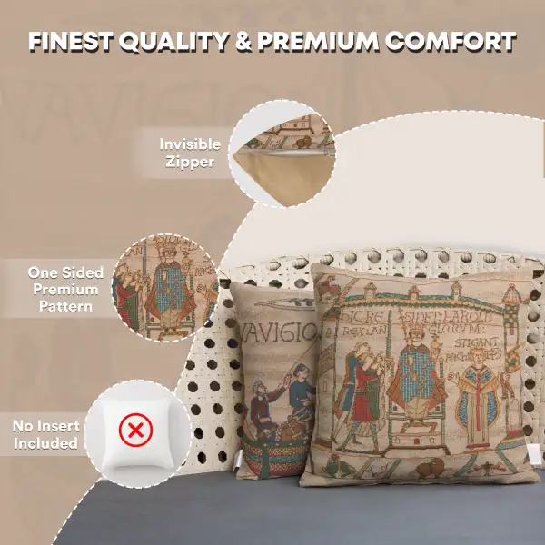 Bayeux Cathedral Cushion - 14 in. x 14 in. Cotton by Charlotte Home Furnishings | Feature