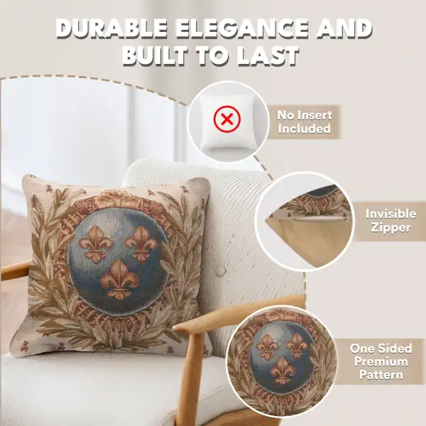 Empire Lys Flower Tapestry Cushion Cover - 14 in. x 14 in. Cotton by Charlotte Home Furnishings Inc | Feature